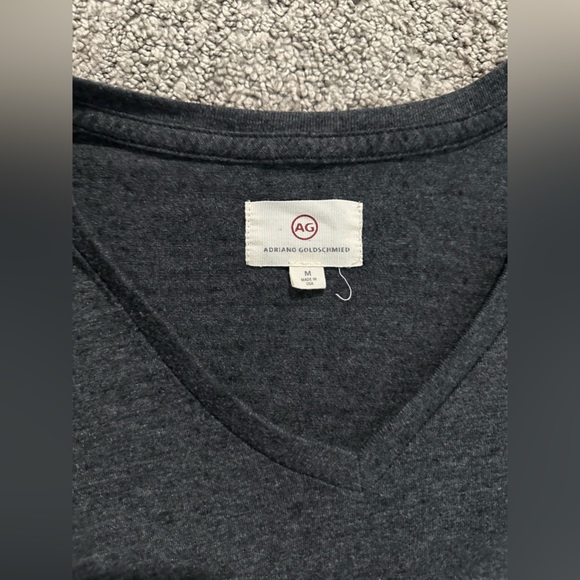 AG Adriano Goldschmied - Dark Grey V-Neck Short Sleeve T-Shirt - Size M - Picture 2 of 6